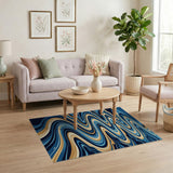 Abstract Area Blue Teal Abstract Wave Area Rug