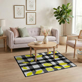 Yellow Lemon Gingham Area Rug