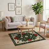 Red Peony Lily Persian Medallion Rug