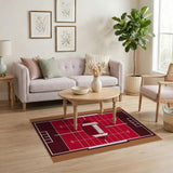 Red Red Football Field Area Rug