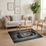 Black White Geometric Tunnel Illusion Area Rug