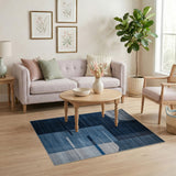 Modern Navy Blue Geometric Abstract Area Rug