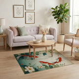 Koi Fish Lotus Pond Vintage Area Rug