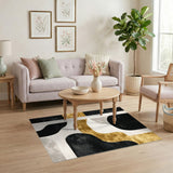 Black Gold Abstract Area Rug