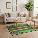 Kids Cartoon Roadway Play Rug with Cars