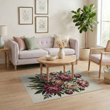 Vintage Pink Peony Bouquet Area Rug