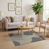 Abstract Organic Shapes Black Beige Area Rug