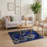Imperial Blue Dragon Papercut Area Rug