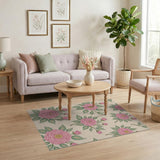 Floral Vintage Pink Pink Roses Floral Vintage Area Rug