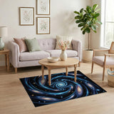 Blue Cosmic Galaxy Vortex Area Rug