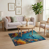 Shark Coral Reef Underwater Area Rug