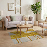 Yellow and White Geometric Woven Area Rug
