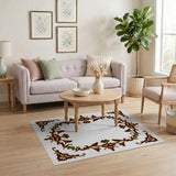 Ornate Maroon Gold Persian Border Area Rug