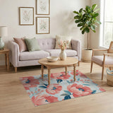 ODIKA Washable Pink Floral Area Rug - Low Pile Non-Slip Modern Flower Carpet