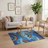 Rainbow Planes Kids Area Rug