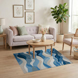 Coastal Beach Blue Wave Coastal Area Rug