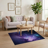 ODIKA Purple Galaxy Washable Rug - Cosmic Nebula Low Pile Non-Slip Area Rug