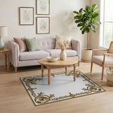 Ornate Gilded Floral Border Area Rug
