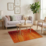 Vibrant Abstract Area Vibrant Orange Wavy Abstract Area Rug