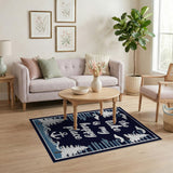 The Lake is My Happy Place Navy Blue Area Rug