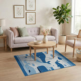 Cute Blue Whale Ocean Kids Area Rug