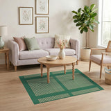 Green Gingham Plaid Border Area Rug