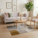 Beige and Neutral Modern Geometric Overlap Neutral Area Rug