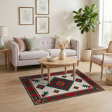 Southwestern Red Green Geometric Diamond Rug