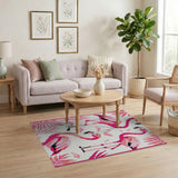Whimsical Pink Flamingo Area Rug