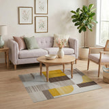Yellow Grey Abstract Geometric Area Rug