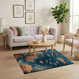 Washable Blue Ocean Coral Reef & Fish Area Rug