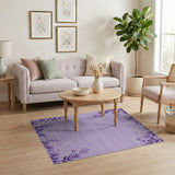 Lilac Floral Border Area Rug