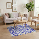 Elegant Blue Swirling Vine Area Rug