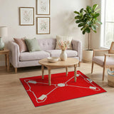 Red White Geometric Diamond Area Rug