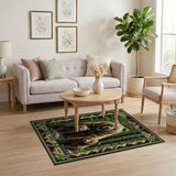 Grizzly Bear Family Woodland Area Rug