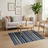 Navy and Ivory Striped Coastal Area Rug
