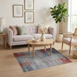 Grey Red Distressed Abstract Area Rug