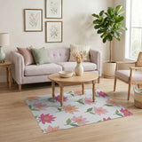 Pink Lotus Blossom Floral Area Rug