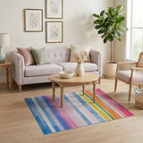 Watercolor Rainbow Horizontal Stripe Area Rug