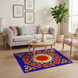 Vibrant Persian Mandala Area Rug with Fiery Sunburst