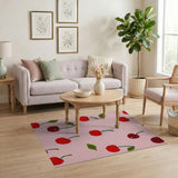 Playful Cherry Print Pink Area Rug