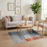 Grey Orange Geometric Abstract Area Rug