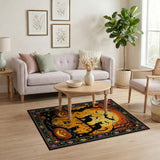 Halloween Black Cats Pumpkin Moon Area Rug