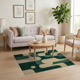 Bold Green Curved Geometric Area Rug