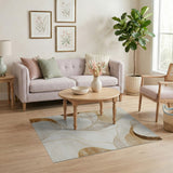 Abstract Beige Gold Wave Area Rug