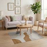 Abstract Beige Neutral Wavy Area Rug