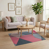 Pink Grey Geometric Patchwork Area Rug