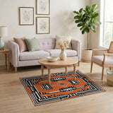 Orange Bold Orange Black Geometric Southwestern Rug