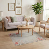 Pink Peony Floral Border Area Rug