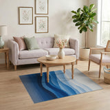 Ombre Blue Mountain Landscape Area Rug